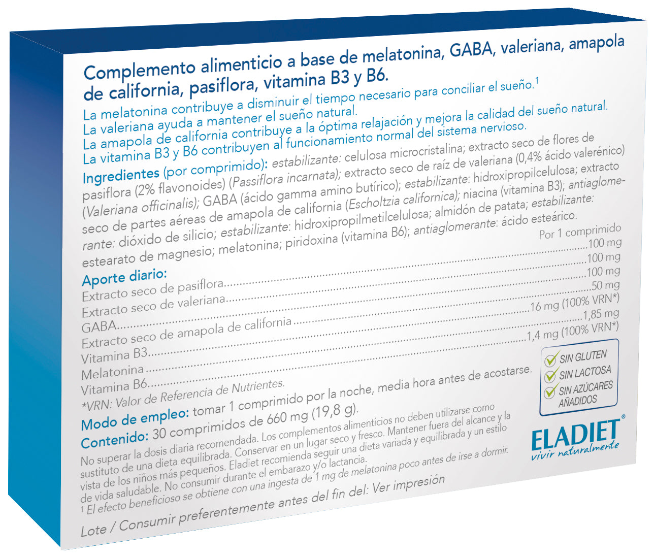 Eladiet - Buenas Noches 1,85 Mg Melatonina 30 Comprimidos - Biopharmacia, Parafarmacia online