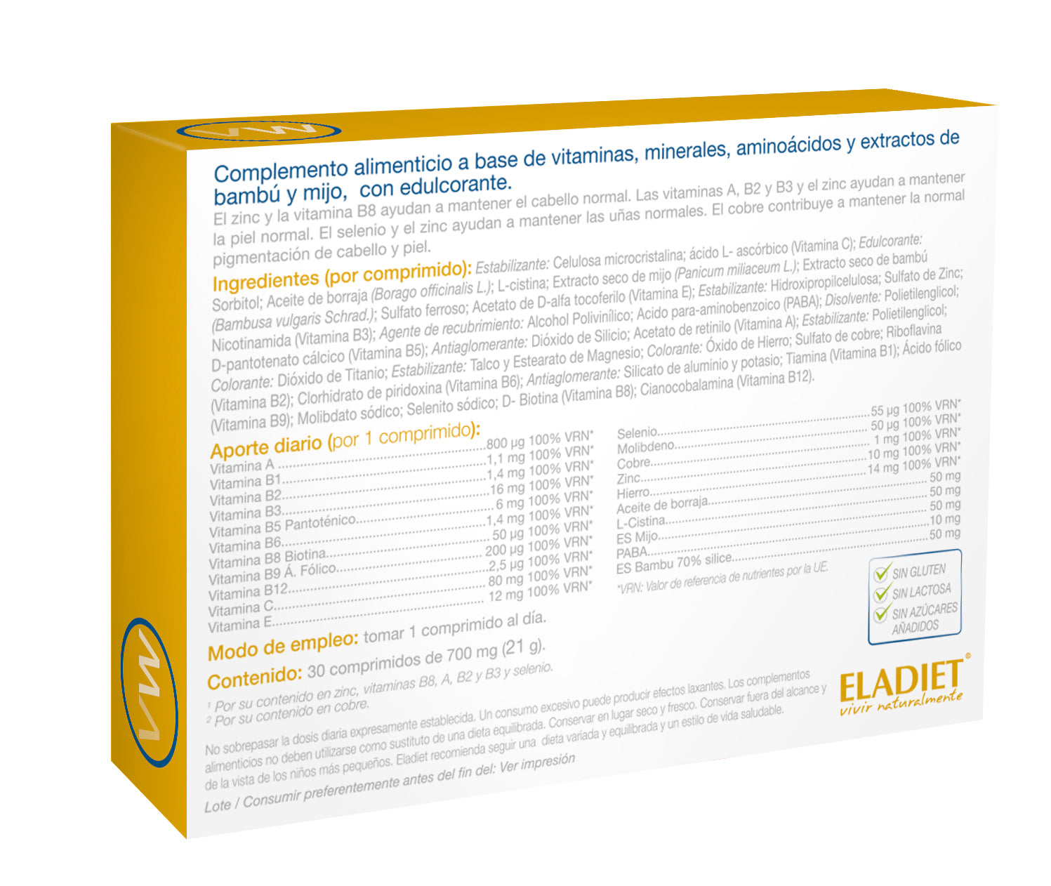 Eladiet - Vitawoman Cabello Piel Y Uñas 30 Comprimidos - Biopharmacia, Parafarmacia online