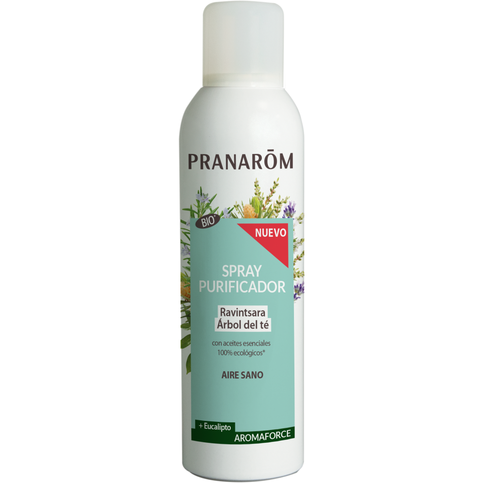 Pranarom-Spray-Purificador-Ravintasara-&-Árbol-Del-Té-Aire-Sano-Bio-150Ml-Aromaforce-Biopharmacia,-Parafarmacia-online