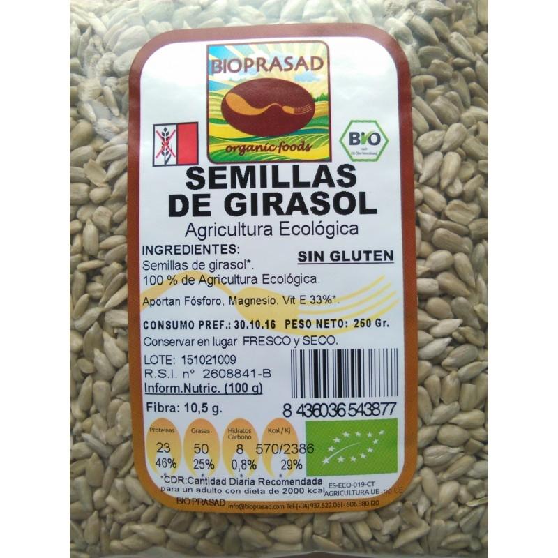 Bioprasad - Semillas Girasol Bio 250 Gramos - Sin Gluten Sin Lactosa - Procedente De Agricultura Ecológica - Biopharmacia, Parafarmacia online