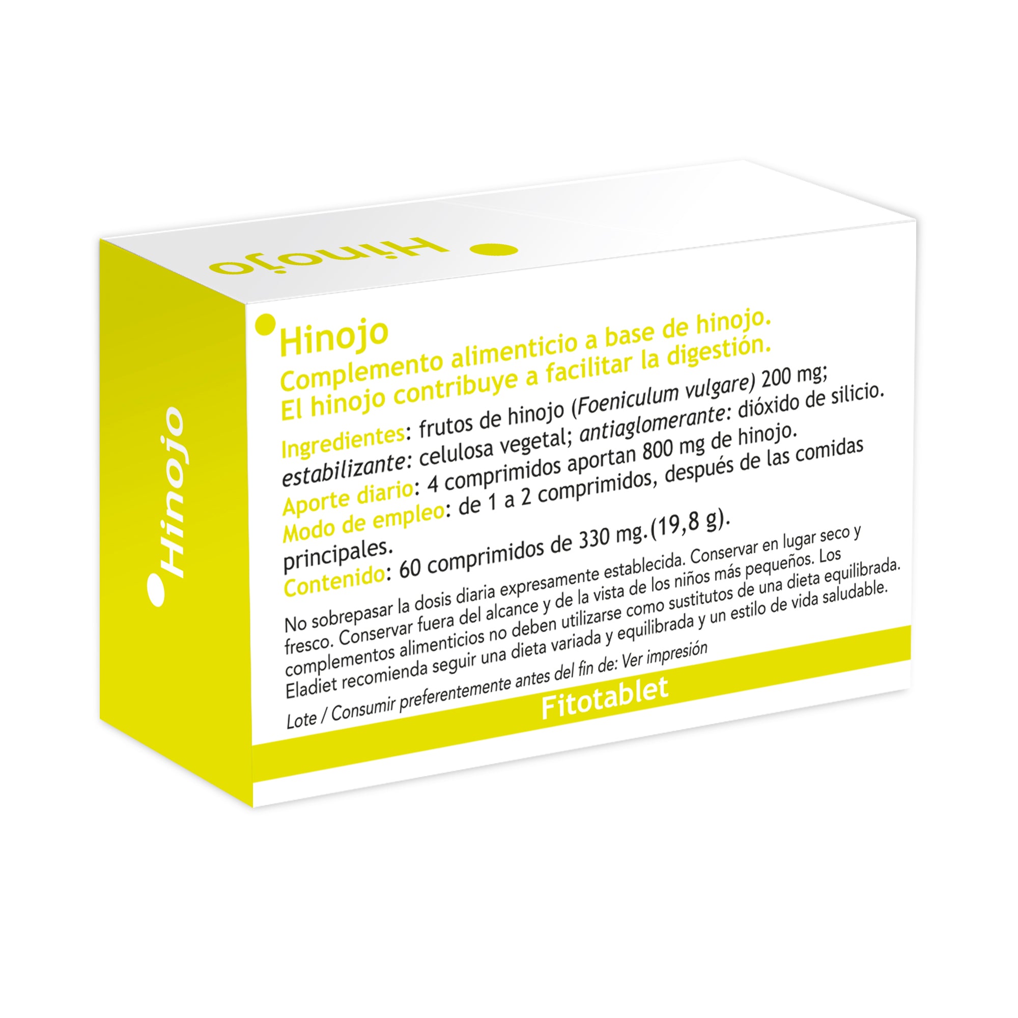 Eladiet - Fitotablet Hinojo 330Mg 60 Comprimidos - Biopharmacia, Parafarmacia online
