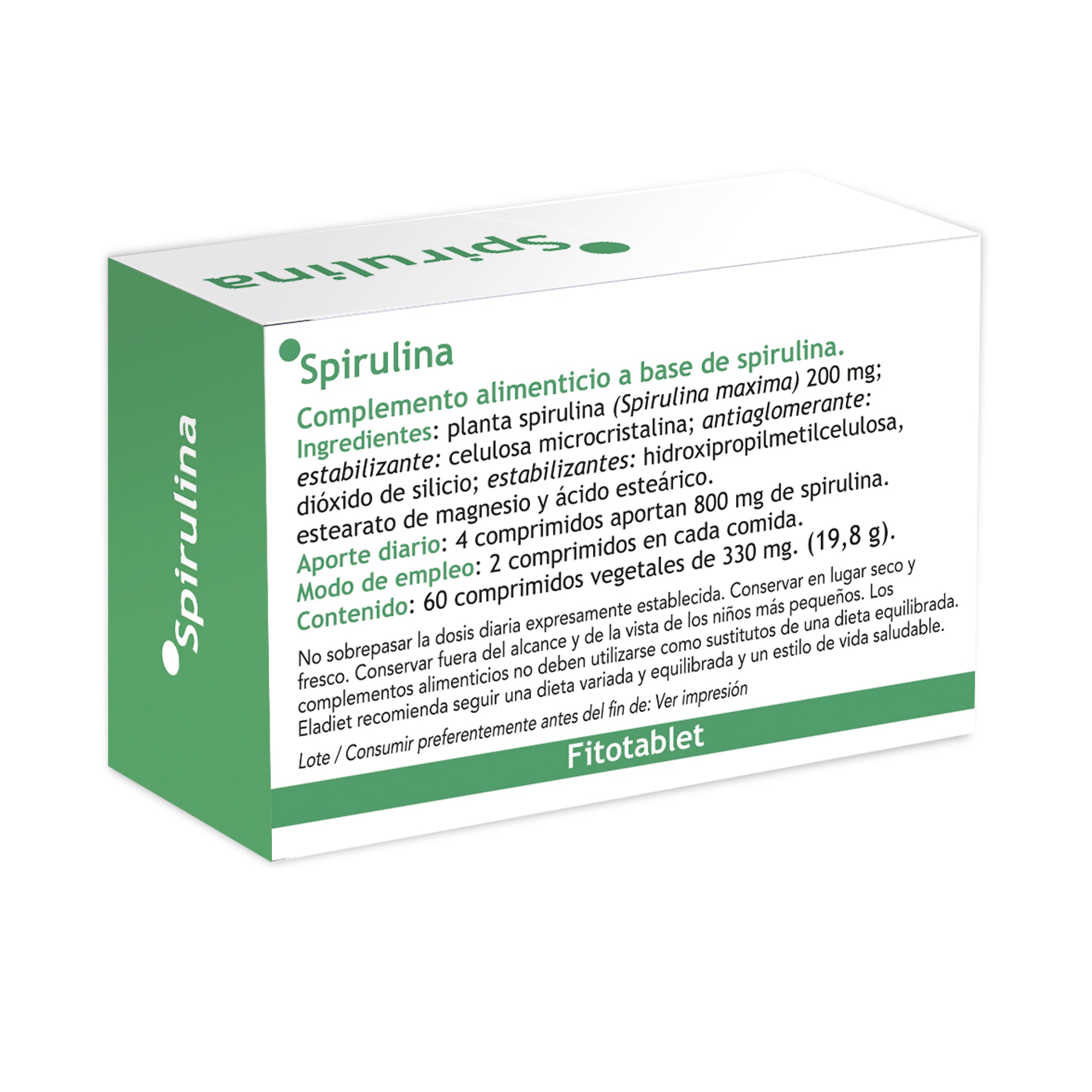Eladiet - Fitotablet Spirulina 330Mg 60 Comprimidos - Biopharmacia, Parafarmacia online