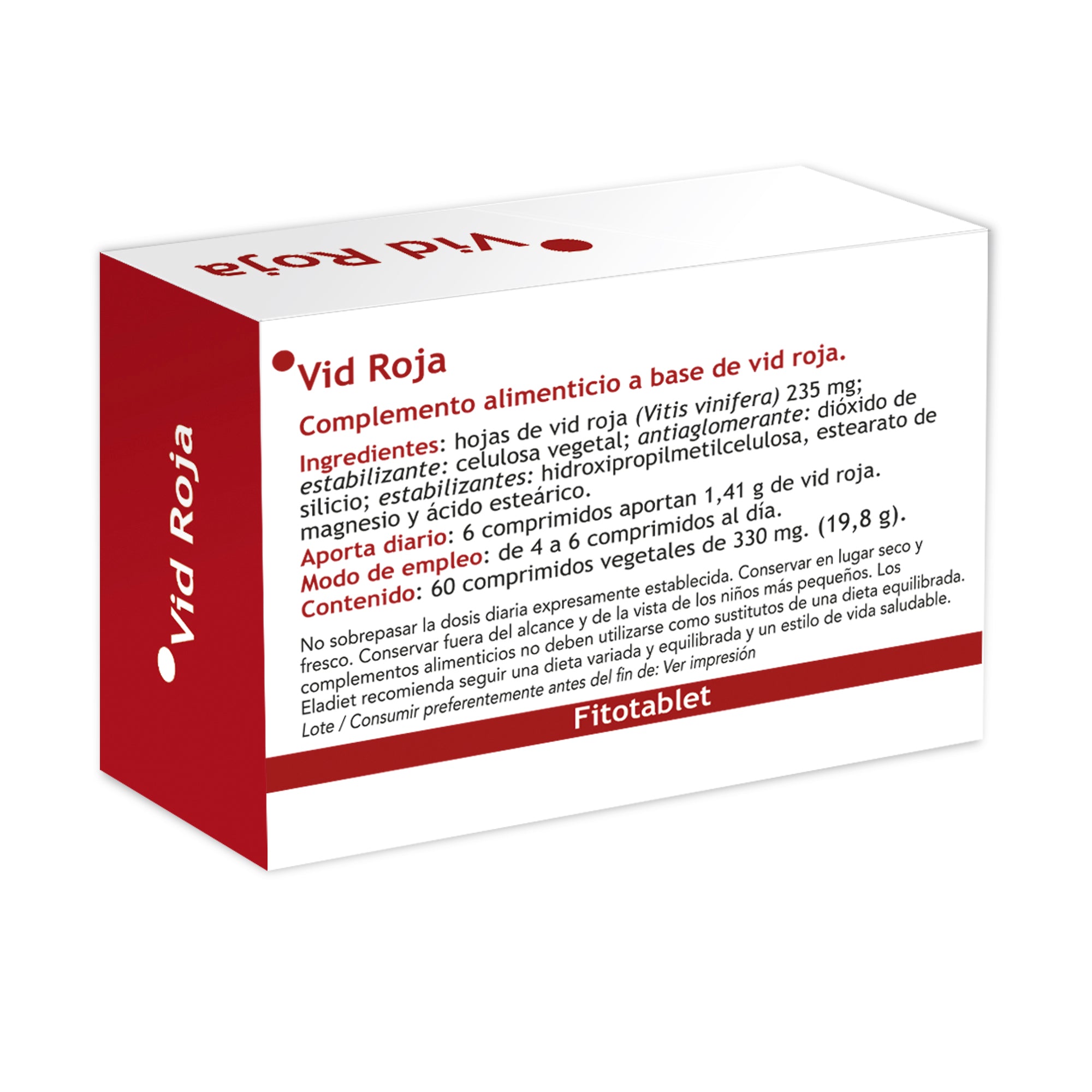 Eladiet - Fitotablet Vid Roja 330Mg 60 Comprimidos - Biopharmacia, Parafarmacia online