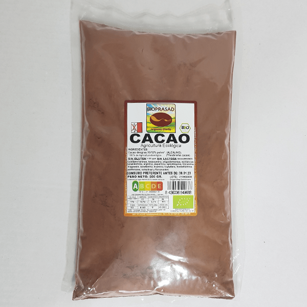 Bioprasad-Cacao-Polvo-Desgrasado-Bio-500-Gramos-Sin-Gluten-Sin-Lactosa-Procedente-De-Agricultura-Ecológica-Biopharmacia,-Parafarmacia-online