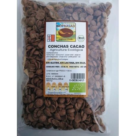 Bioprasad - Conchas Cacao Sin Gluten 200 Gramos - Sin Gluten Sin Lactosa - Procedente De Agricultura Ecológica - Biopharmacia, Parafarmacia online