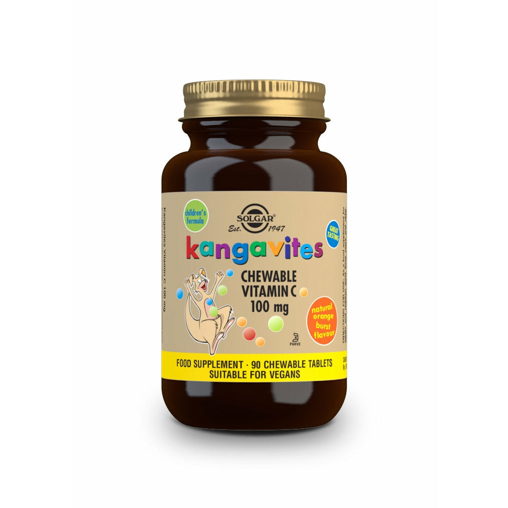 Solgar-Kangavites-Vitamina-C-100-Mg-Sabor-Naranja-90-Comprimidos-Biopharmacia,-Parafarmacia-online